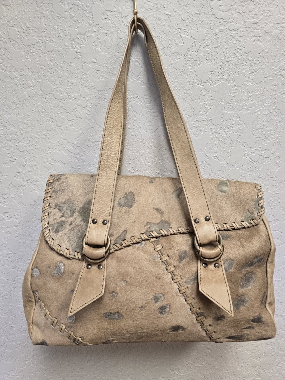 Roberto Gandolfi Italy Leather Hair On Hide Shoulder Bag Tote